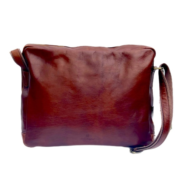 🆕 NWT Old Angler Firenze Cognac Leather Briefcase/Messenger Bag - Picture 4 of 16